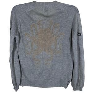 Koch Whitman Cardigan Sweater Women’s Small Linen Metallic Octopus Grunge 90s‎